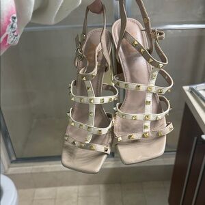 Studded Beige Strappy Sandals